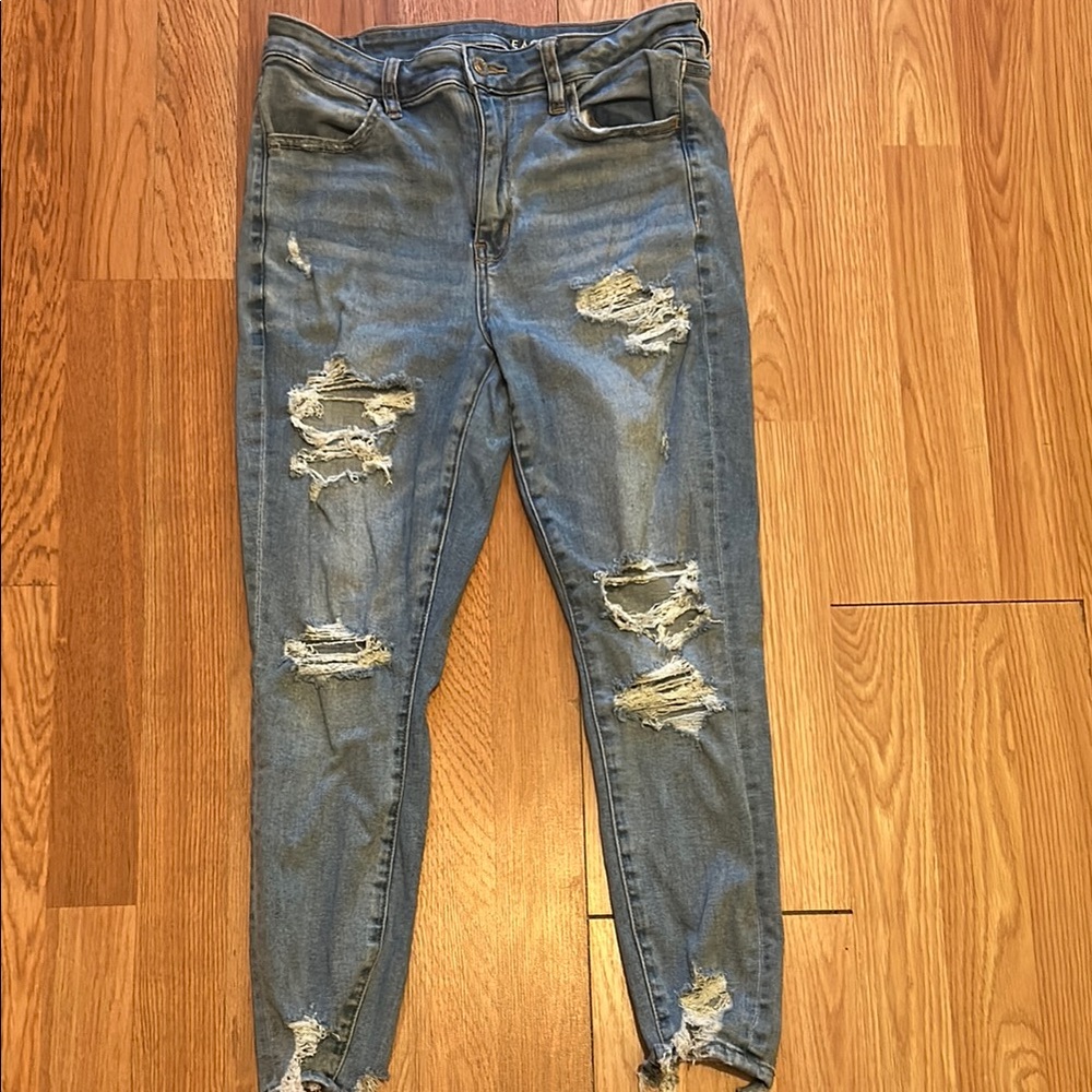 Distressed Blue Jeans
